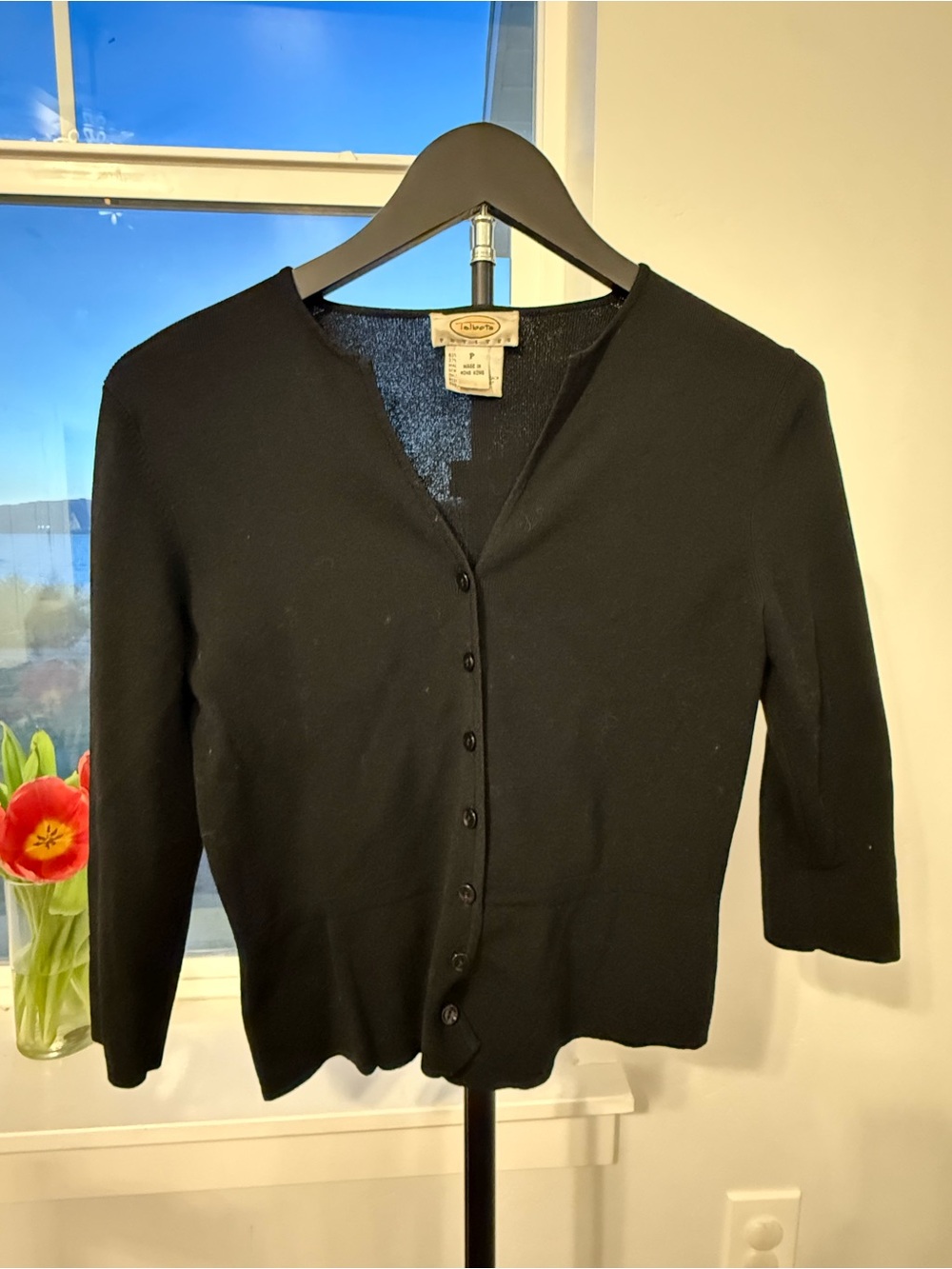 Talbots Black V-Neck Button-Front Women's Cardigan